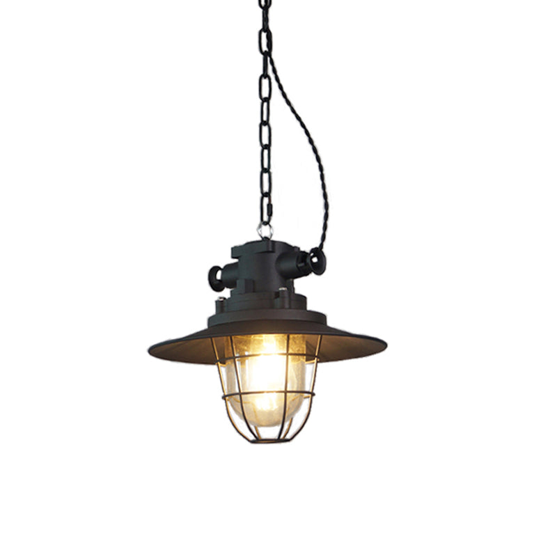 Celest Vintage Industrial Cage Metal Glass Pendant Light - Lamp Copper