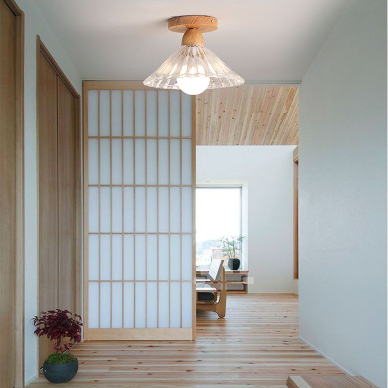 Arisha Moderne LED Plafonnier Dôme Bois Verre Salon Salle à Manger - Neutralighting