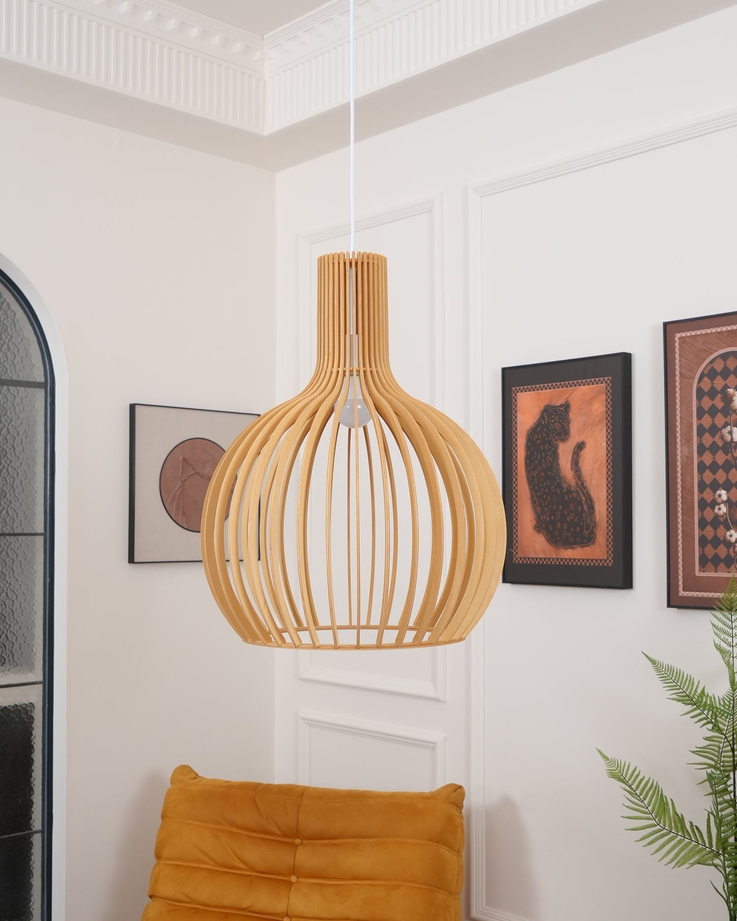 Cage Sculptural Birch Open-Frame Pendant Lamp - Letslighting