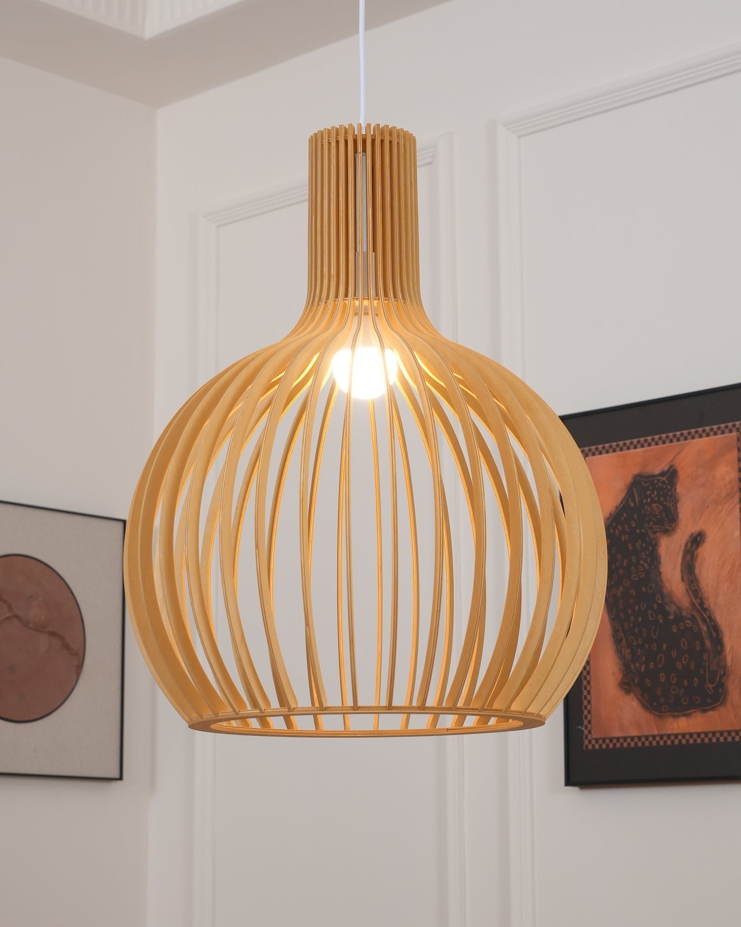Cage Sculptural Birch Open-Frame Pendant Lamp - Letslighting