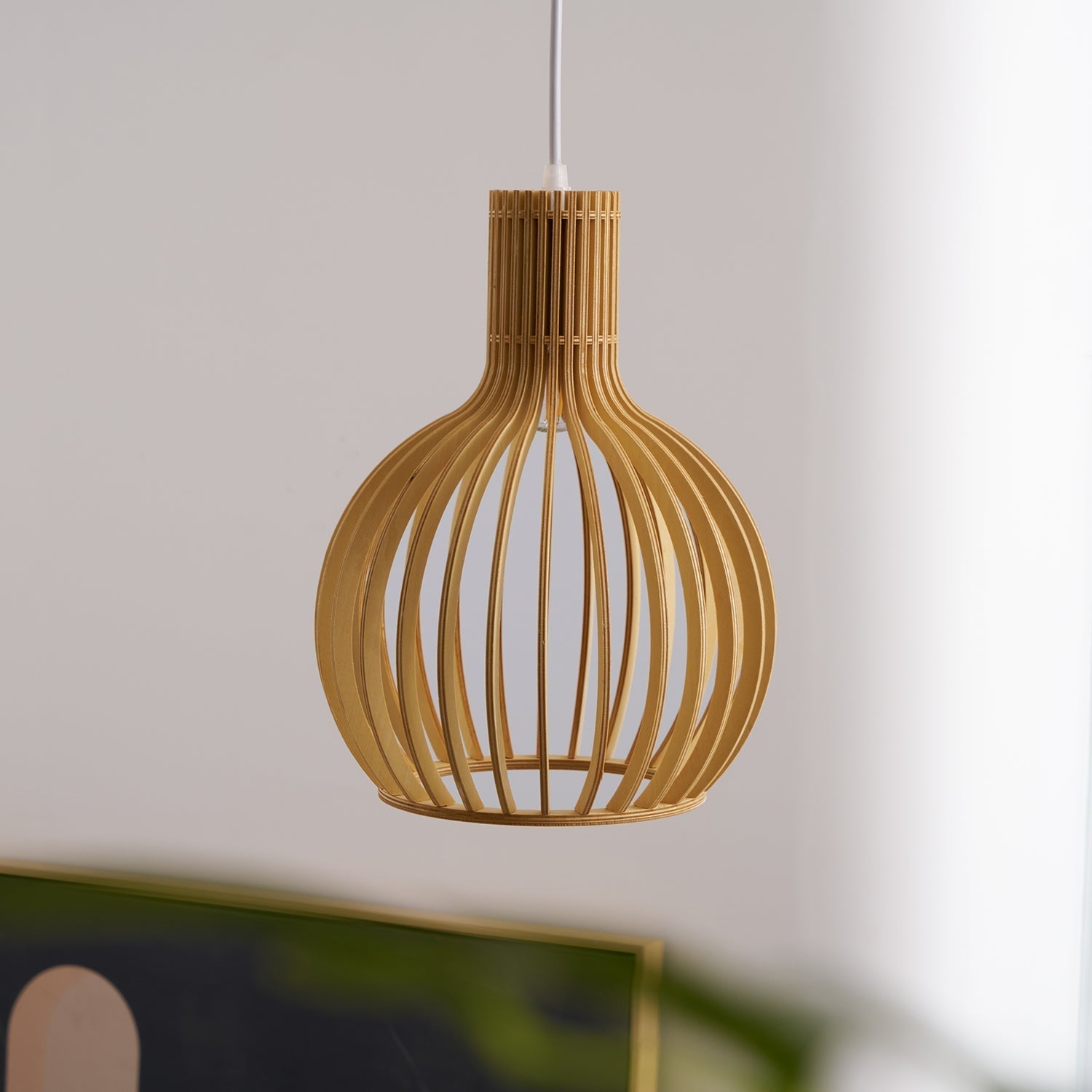 Cage Sculptural Birch Open-Frame Pendant Lamp - Letslighting
