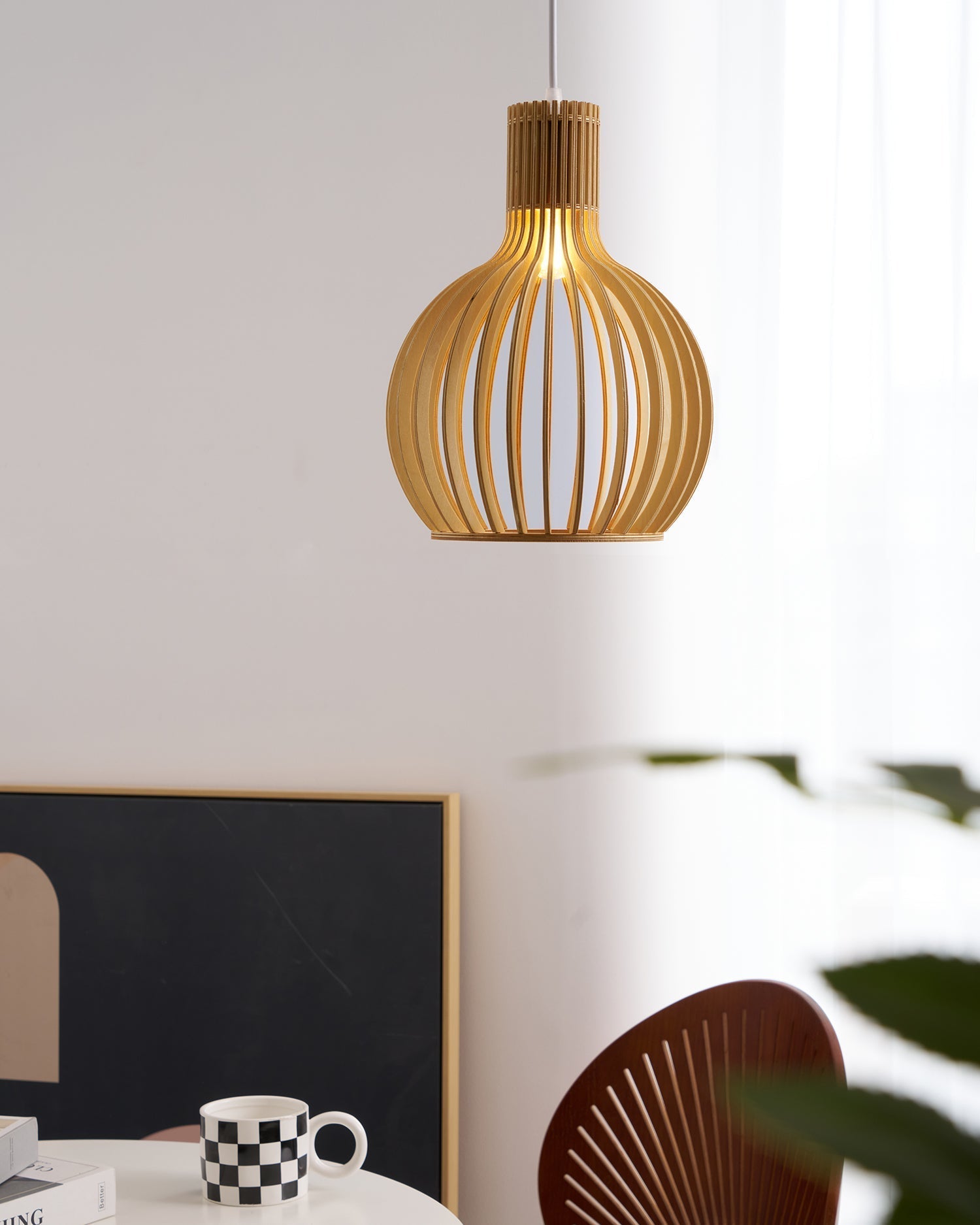 Cage Sculptural Birch Open-Frame Pendant Lamp - Letslighting