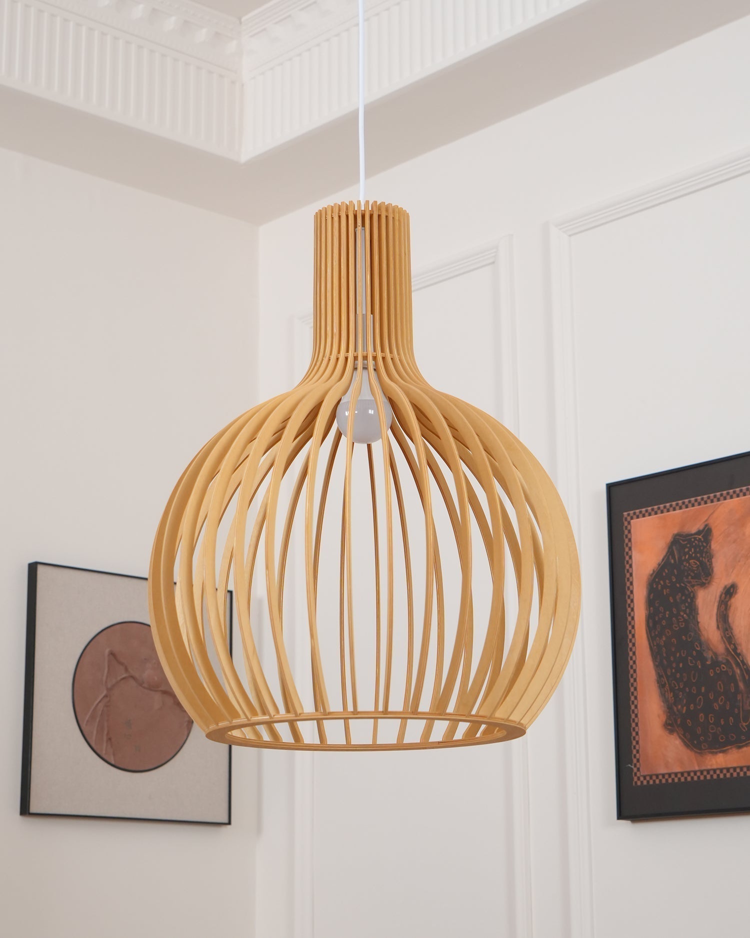 Cage Sculptural Birch Open-Frame Pendant Lamp - Letslighting
