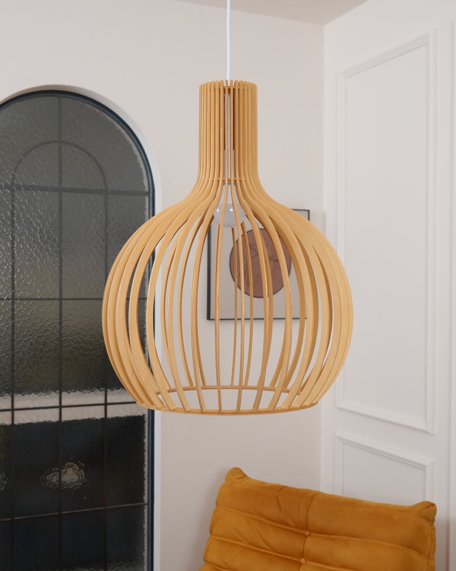 Cage Sculptural Birch Open-Frame Pendant Lamp - Letslighting