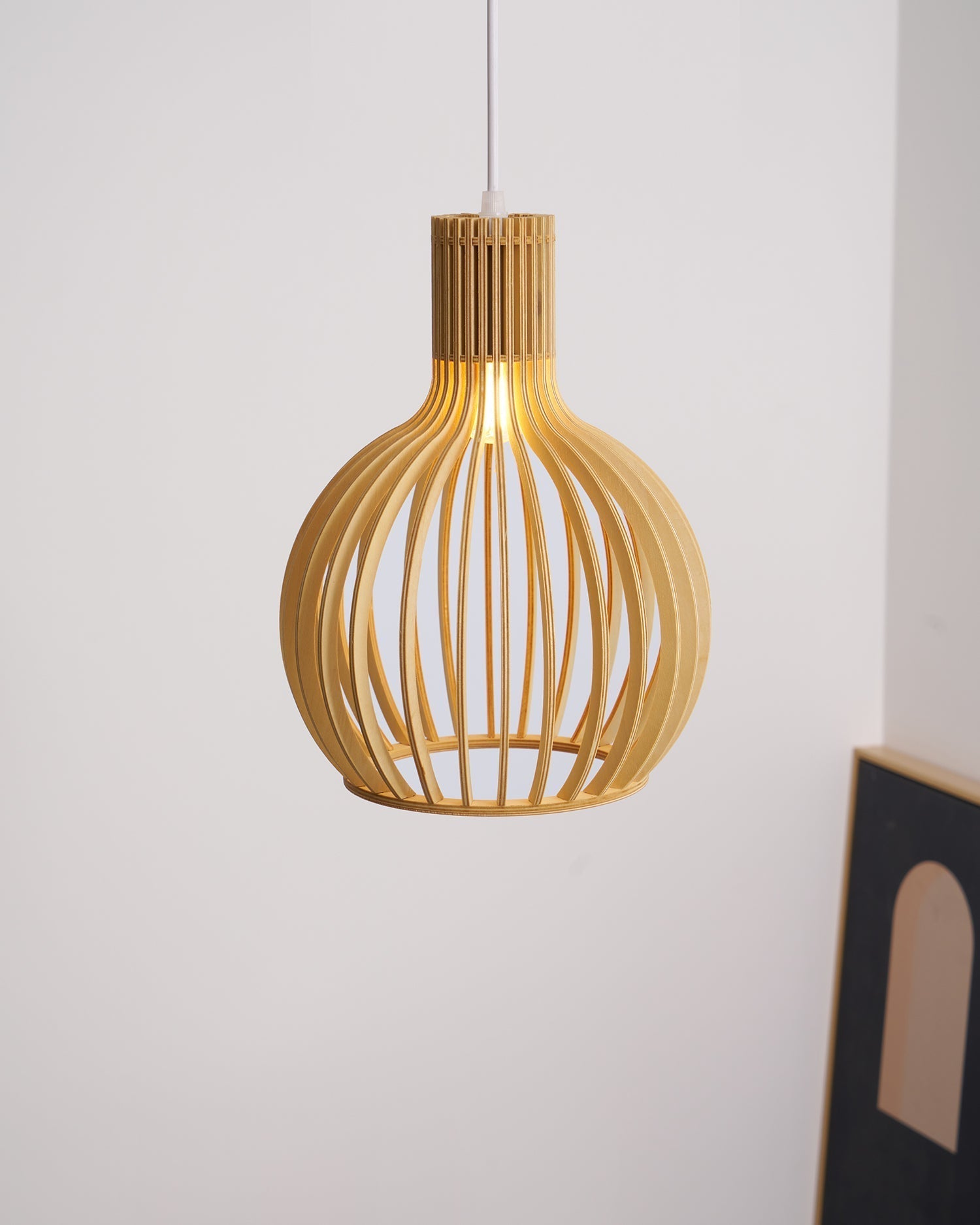 Cage Sculptural Birch Open-Frame Pendant Lamp - Letslighting