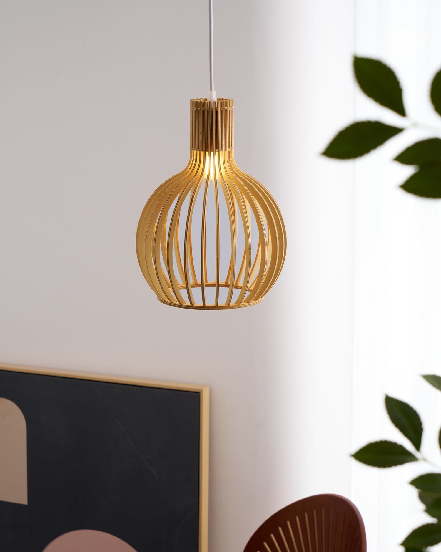 Cage Sculptural Birch Open-Frame Pendant Lamp - Letslighting