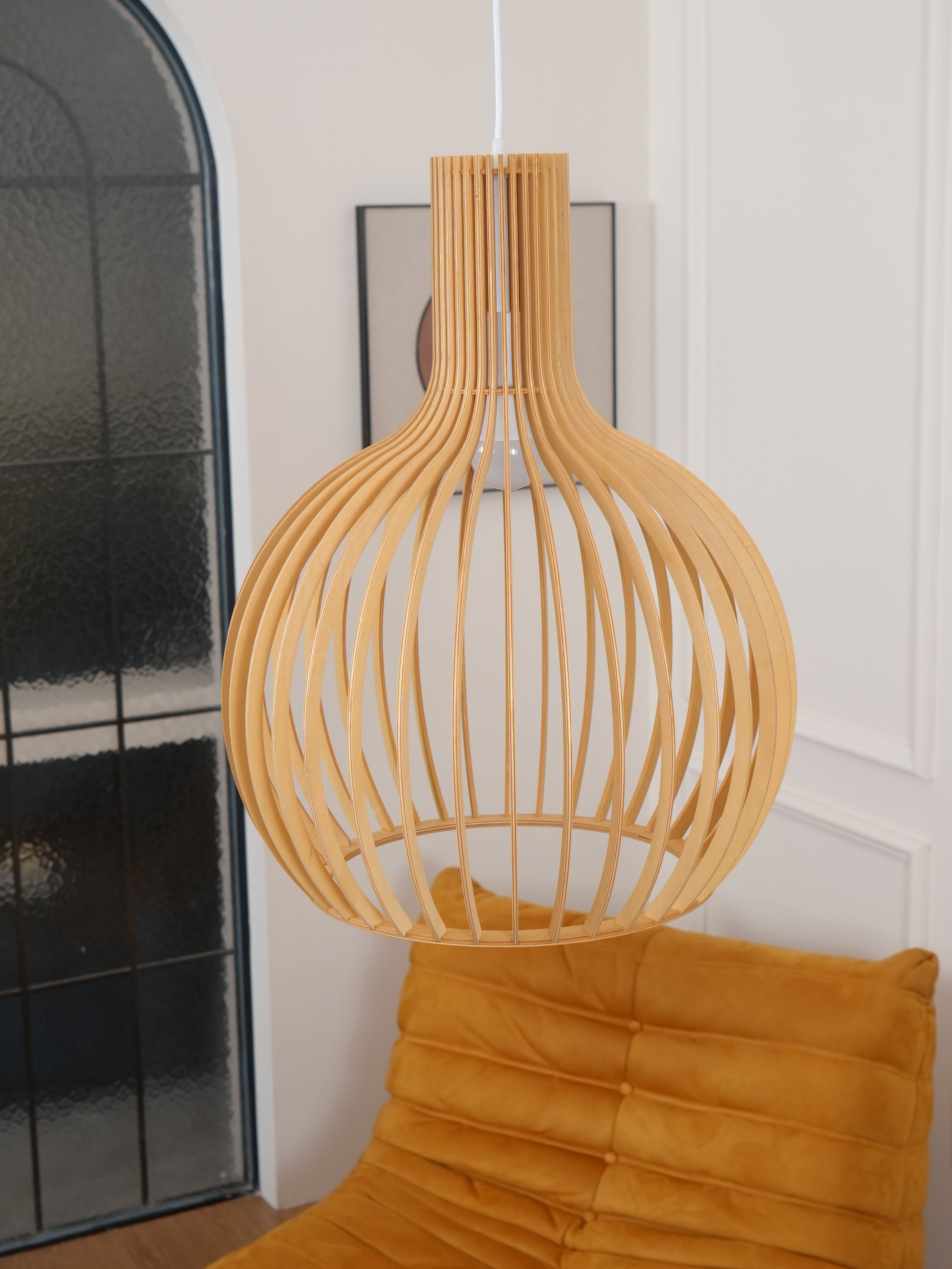 Cage Sculptural Birch Open-Frame Pendant Lamp - Letslighting