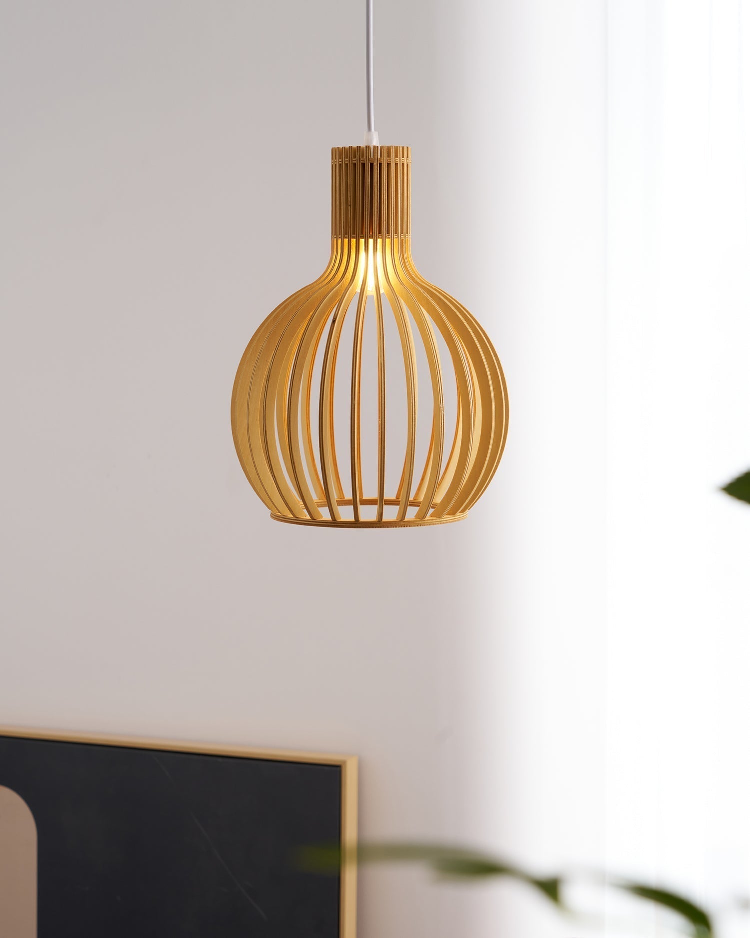 Cage Sculptural Birch Open-Frame Pendant Lamp - Letslighting