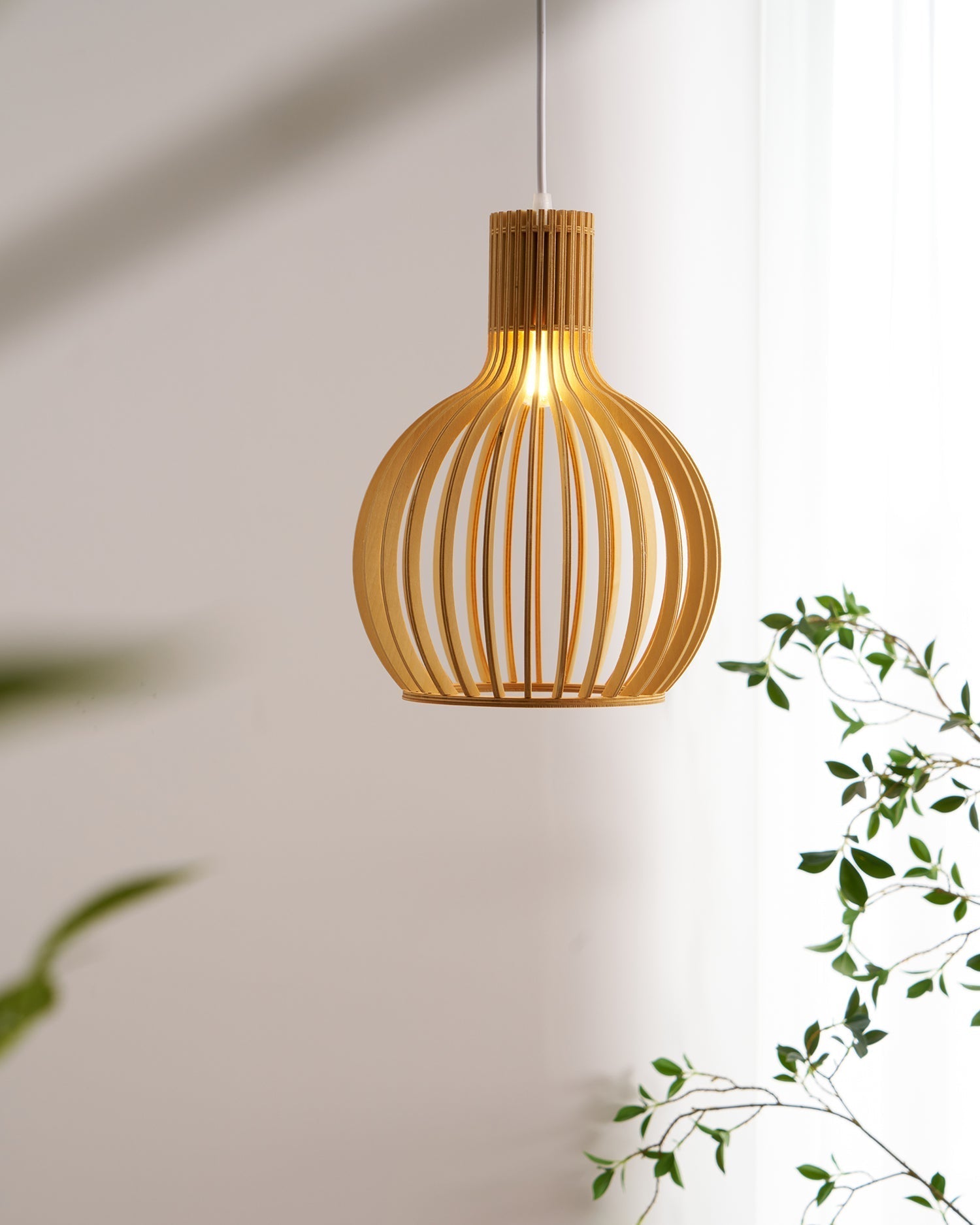 Cage Sculptural Birch Open-Frame Pendant Lamp - Letslighting