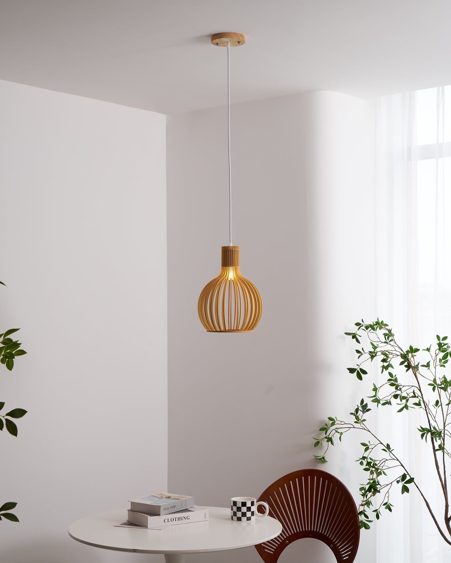 Cage Sculptural Birch Open-Frame Pendant Lamp - Letslighting