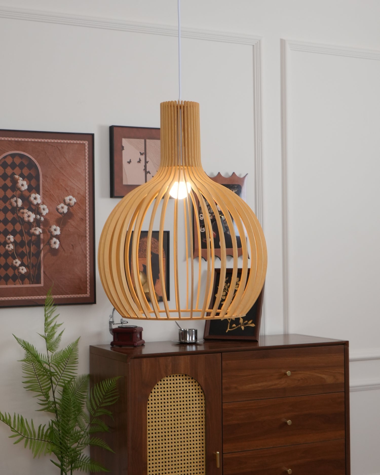 Cage Sculptural Birch Open-Frame Pendant Lamp - Letslighting