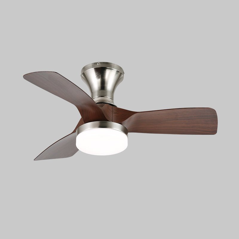 Plafonnier Ventilateur Mirella Argent et Bois, présentant la finition grain de bois noyer