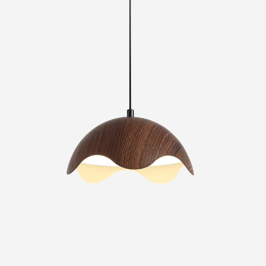 Pendant Lamp Wood-Grain Shade Wave Ambient Minimalist - Letslighting