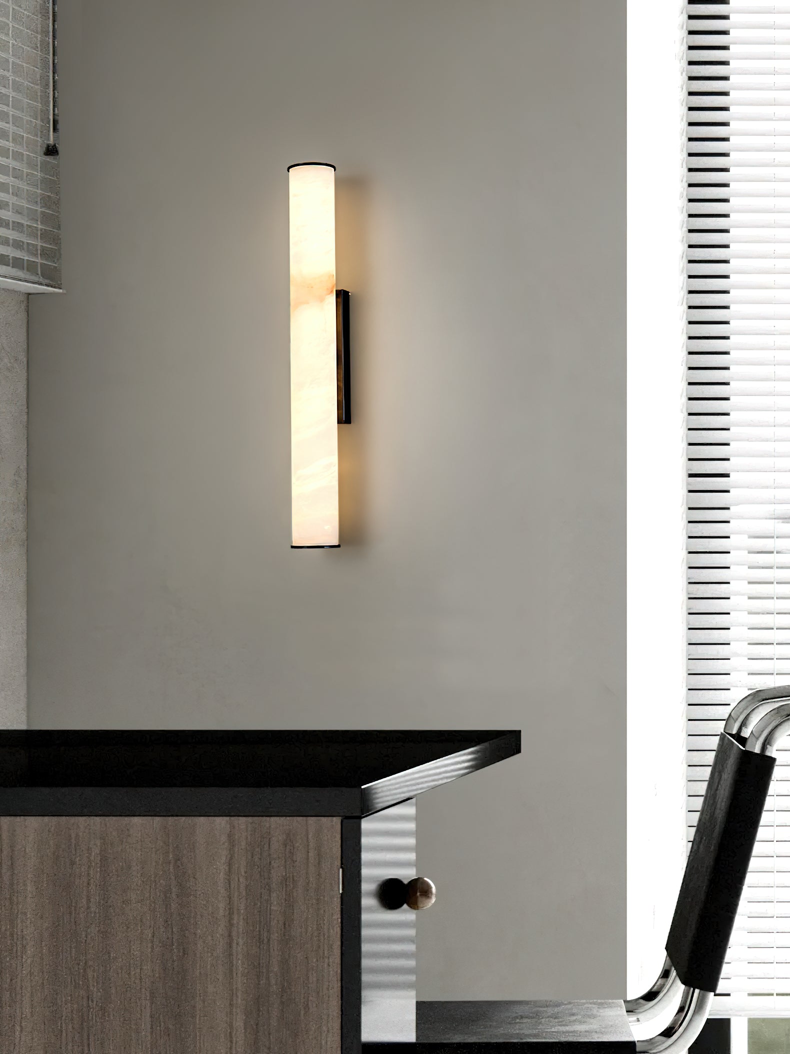 Arcus Lampe Murale Applique Style Élégant Minimaliste Moderne en Laiton et Albâtre - Neutralighting