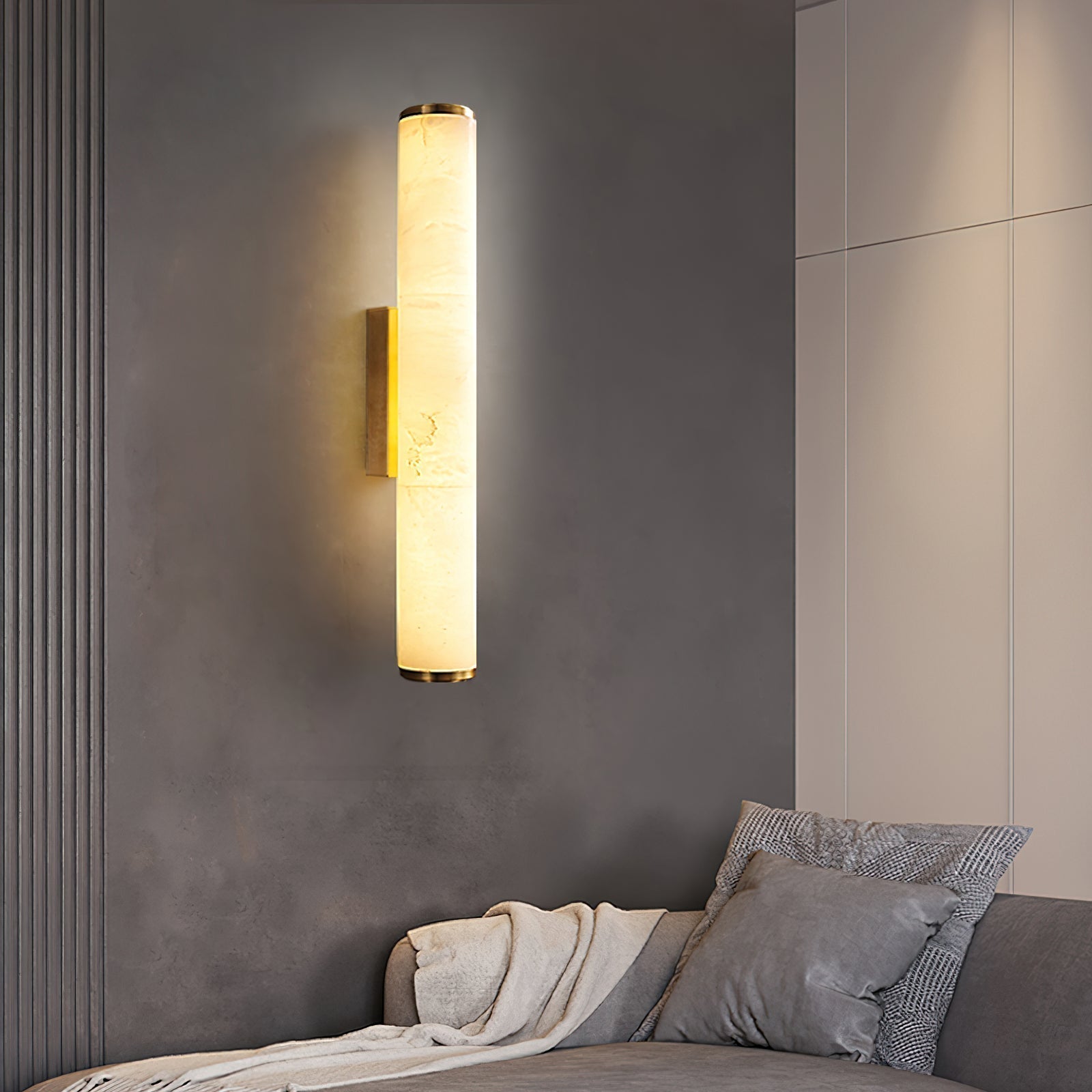 Arcus Lampe Murale Applique Style Élégant Minimaliste Moderne en Laiton et Albâtre - Neutralighting