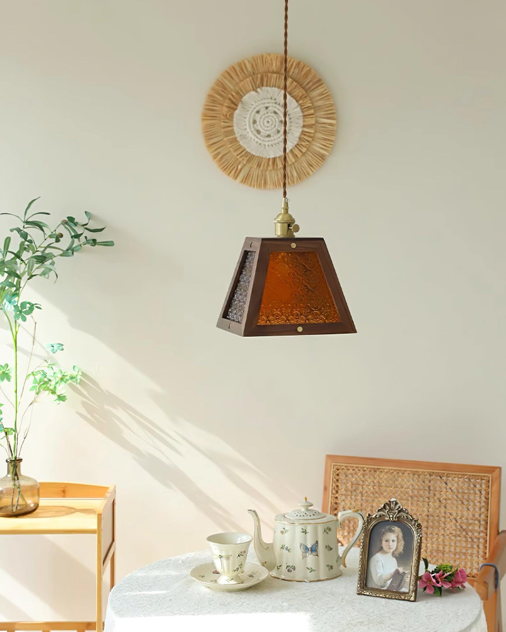 Calvi Pendant Lamp Floral-Patterned Glass Vintage - Letslighting