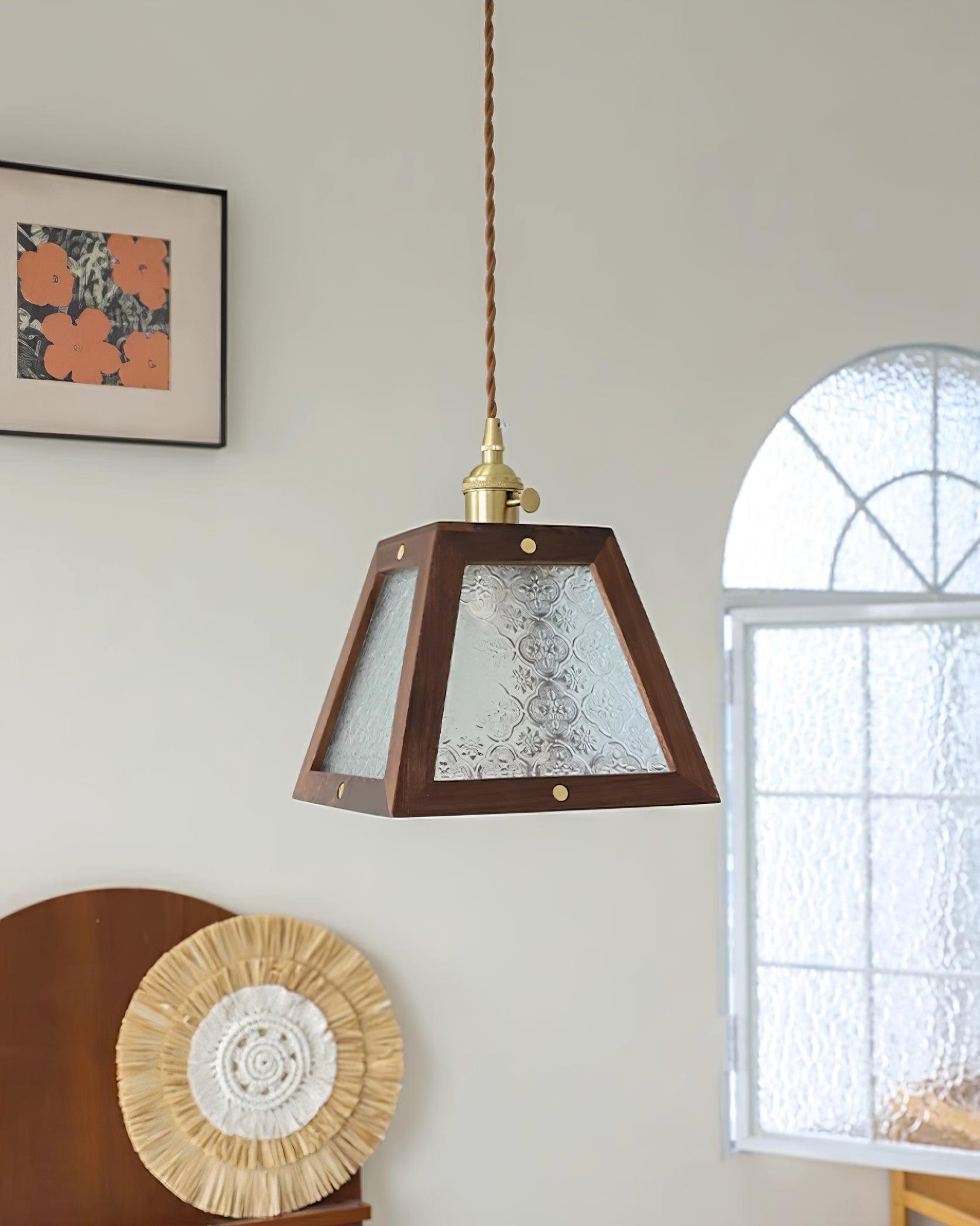Calvi Pendant Lamp Floral-Patterned Glass Vintage - Letslighting