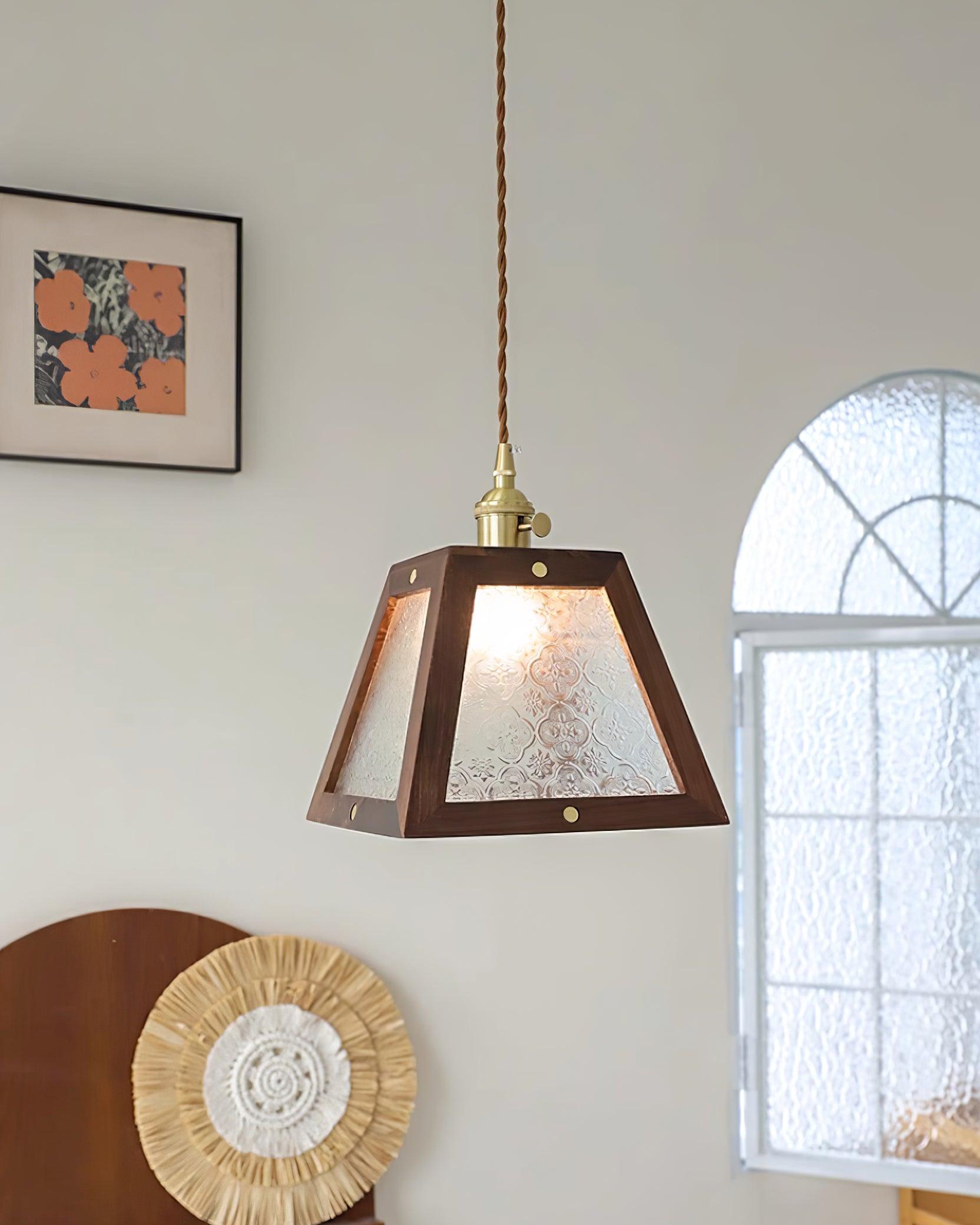 Calvi Pendant Lamp Floral-Patterned Glass Vintage - Letslighting