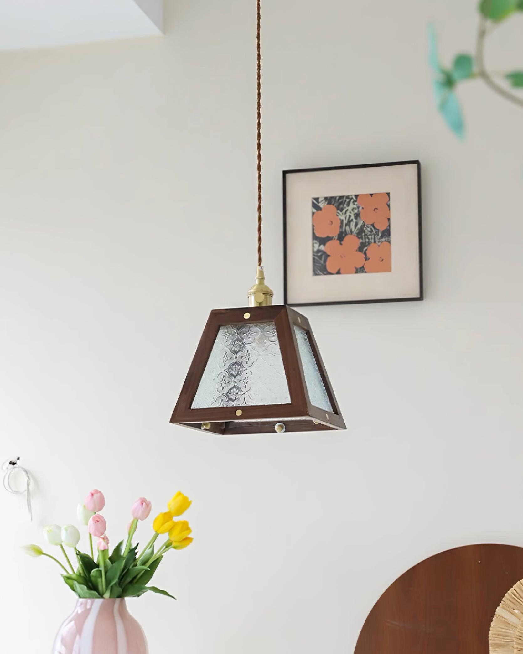Calvi Pendant Lamp Floral-Patterned Glass Vintage - Letslighting