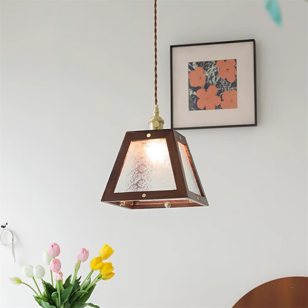 Calvi Pendant Lamp Floral-Patterned Glass Vintage - Letslighting