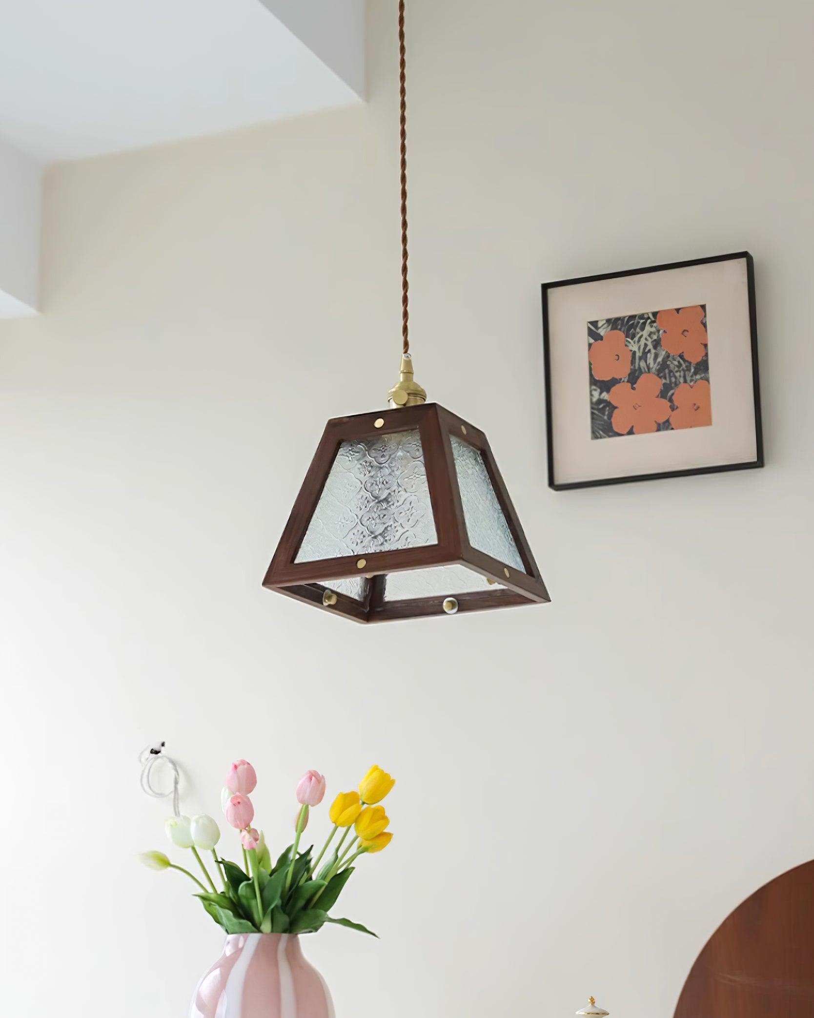 Calvi Pendant Lamp Floral-Patterned Glass Vintage - Letslighting