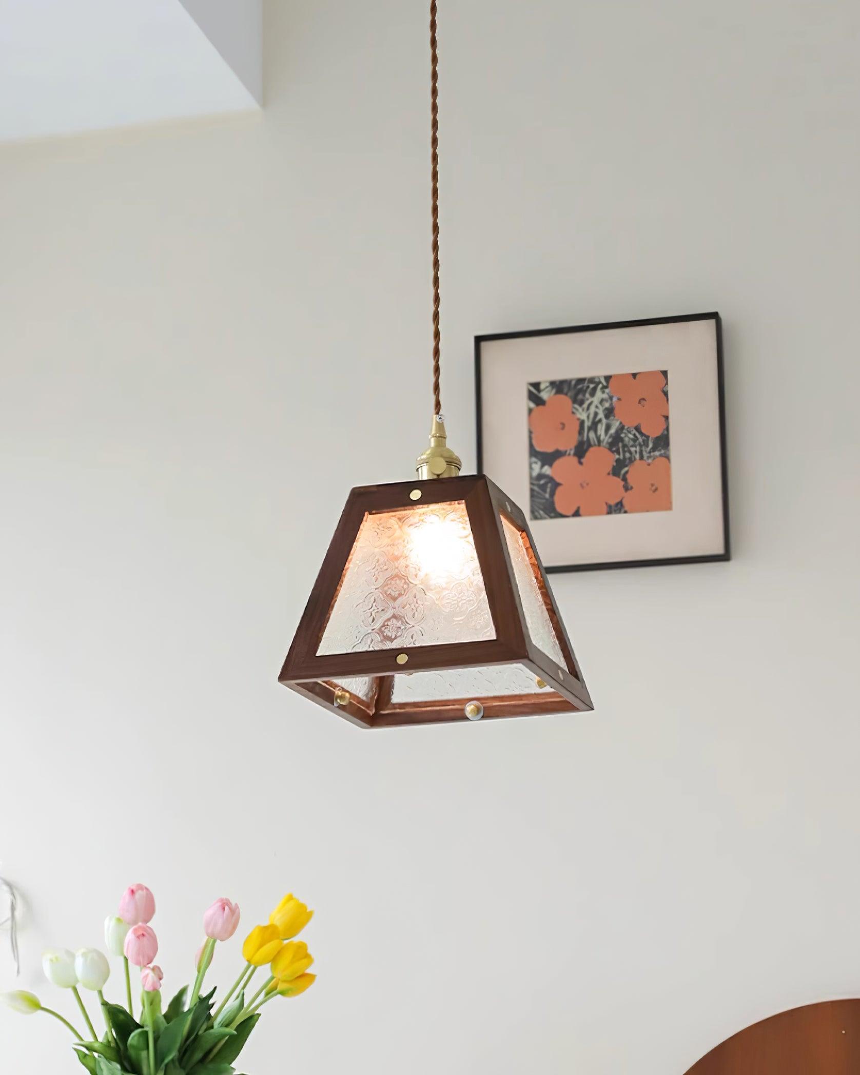 Calvi Pendant Lamp Floral-Patterned Glass Vintage - Letslighting
