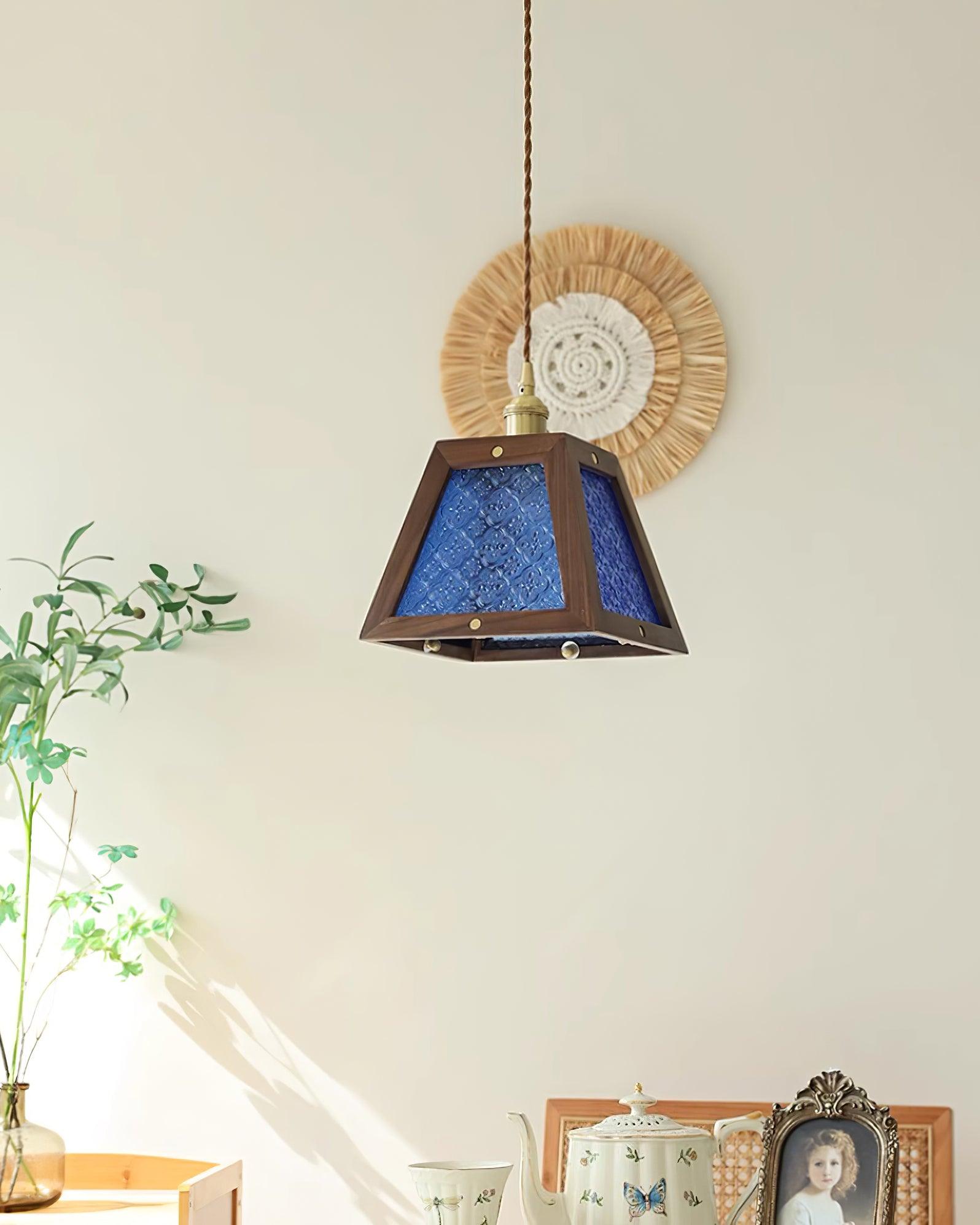 Calvi Pendant Lamp Floral-Patterned Glass Vintage - Letslighting