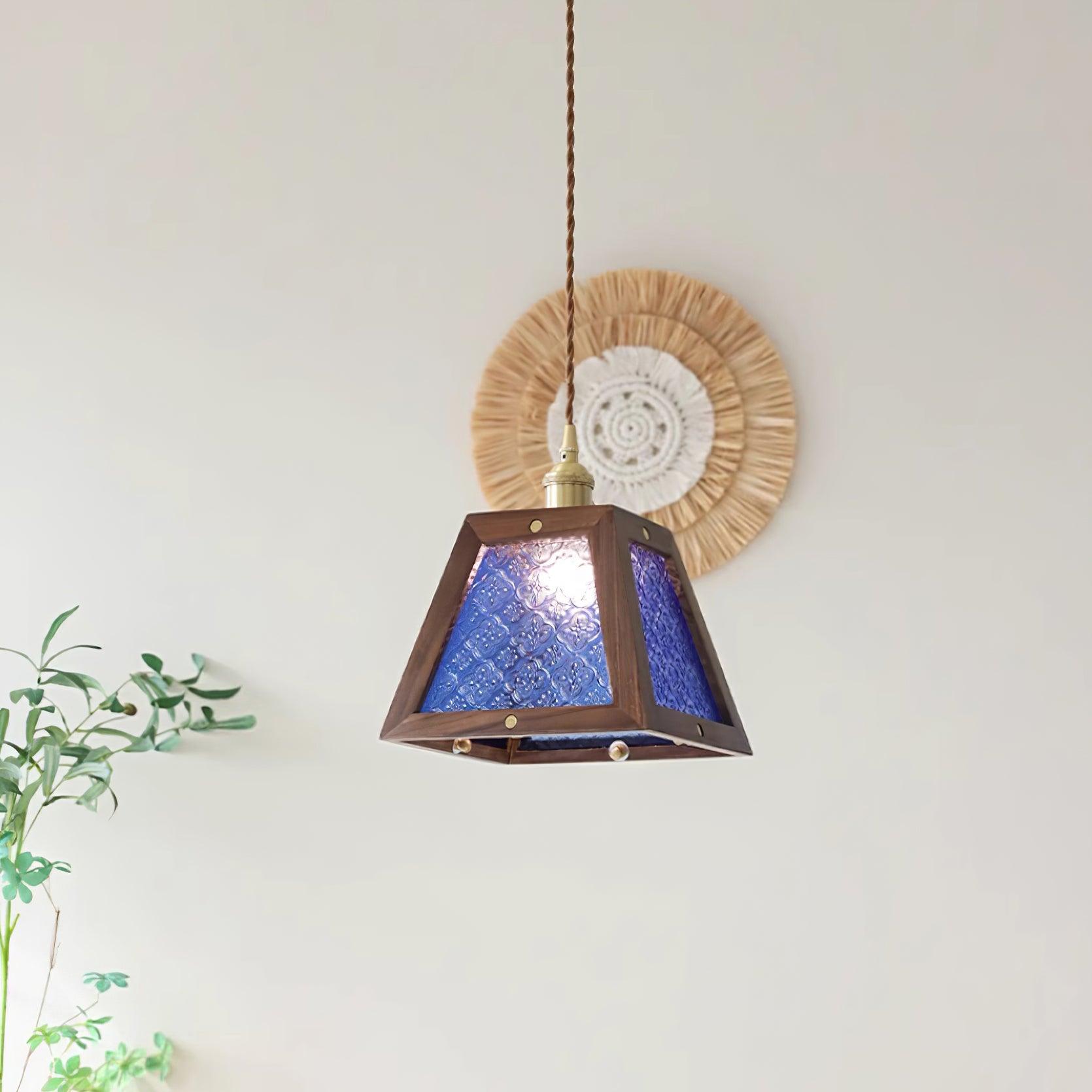 Calvi Pendant Lamp Floral-Patterned Glass Vintage - Letslighting