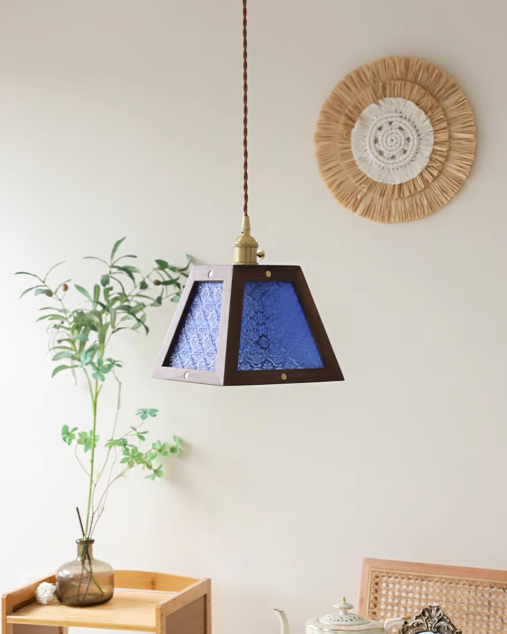 Calvi Pendant Lamp Floral-Patterned Glass Vintage - Letslighting