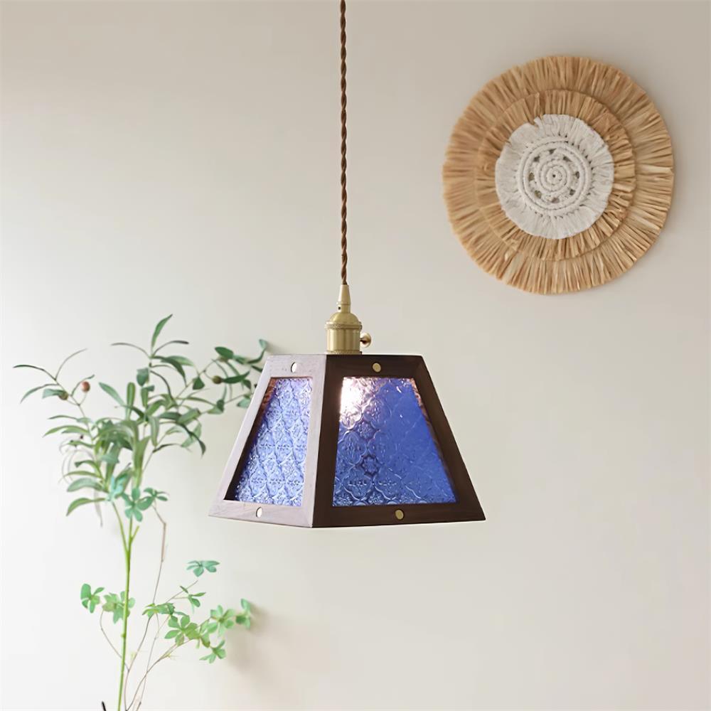 Calvi Pendant Lamp Floral-Patterned Glass Vintage - Letslighting