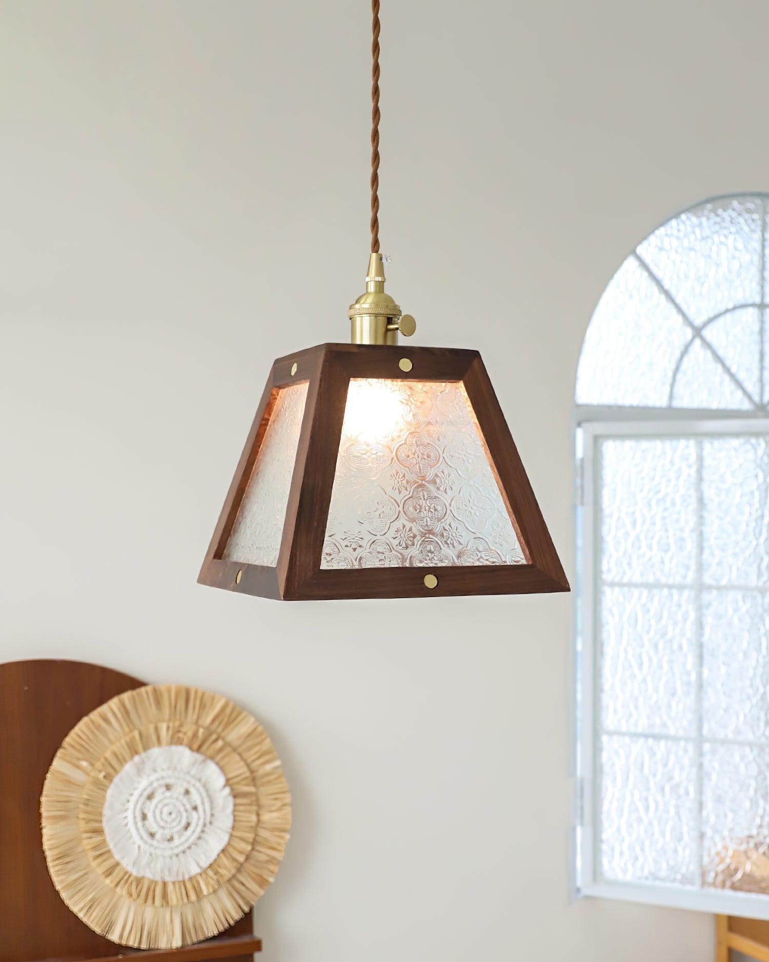 Calvi Pendant Lamp Floral-Patterned Glass Vintage - Letslighting