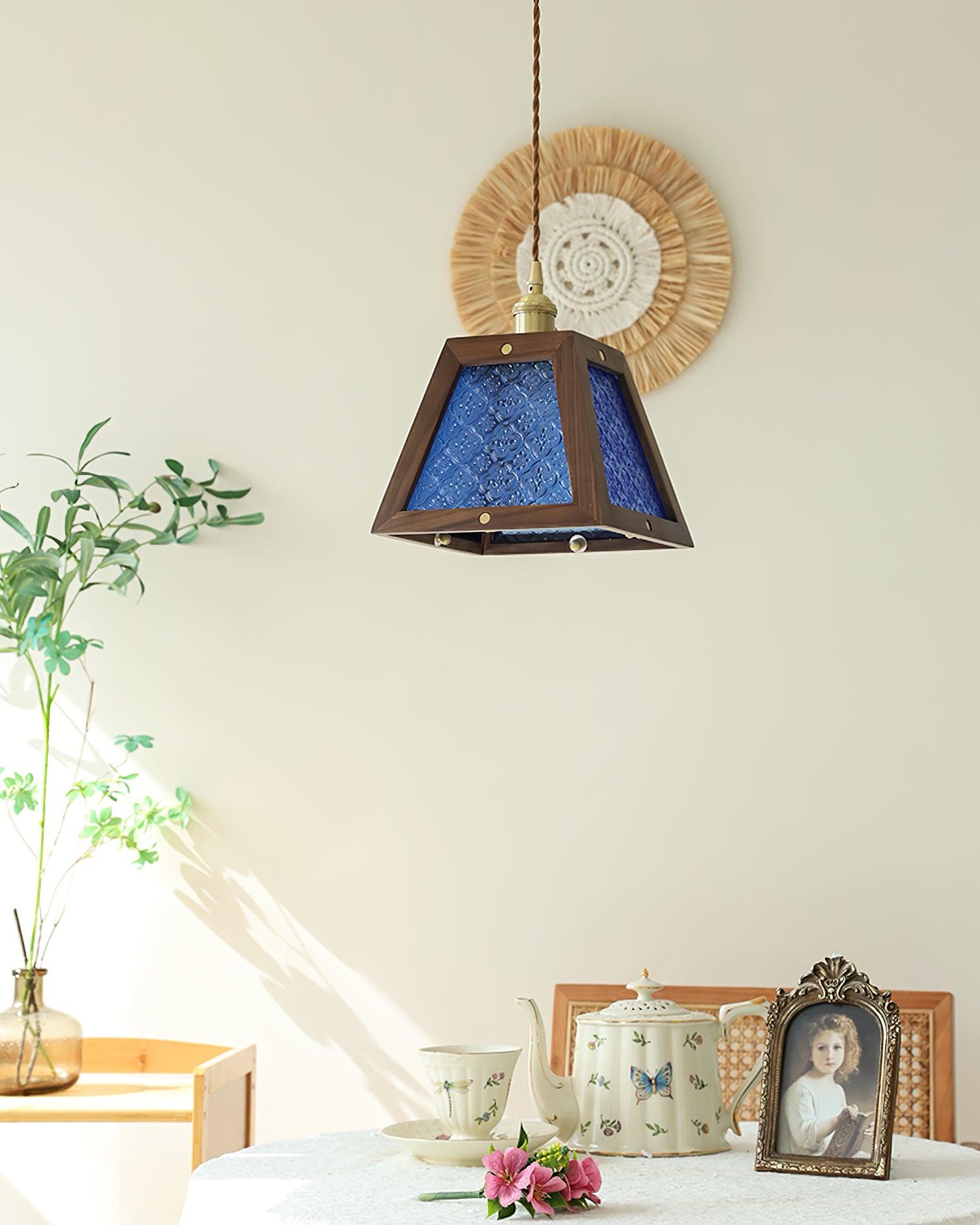Calvi Pendant Lamp Floral-Patterned Glass Vintage - Letslighting
