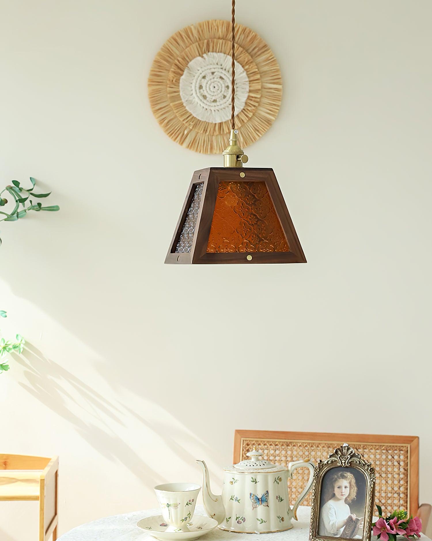 Calvi Pendant Lamp Floral-Patterned Glass Vintage - Letslighting