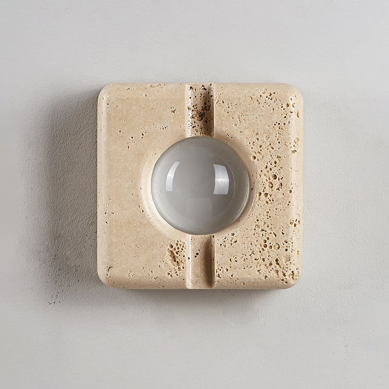 Kosmo Modern Minimalist Clear Travertine Wall Lamp - Lamp Copper