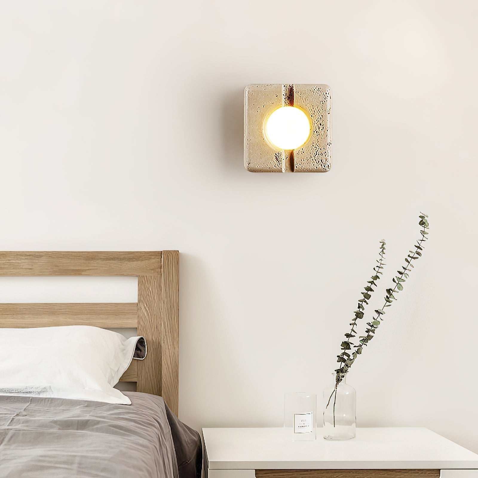 Kosmo Modern Minimalist Clear Travertine Wall Lamp - Lamp Copper