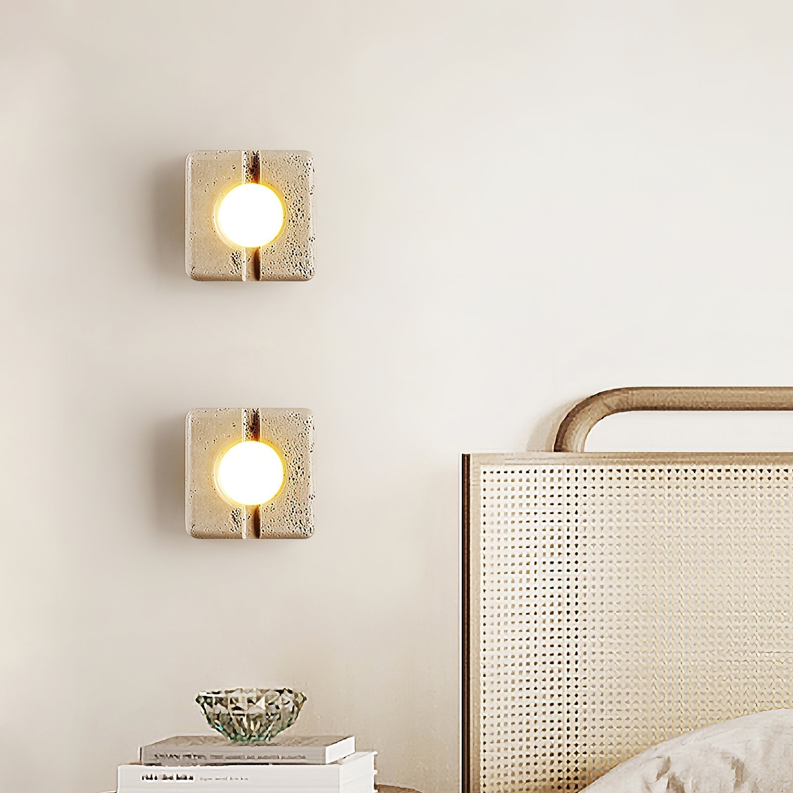 Kosmo Modern Minimalist Clear Travertine Wall Lamp - Lamp Copper