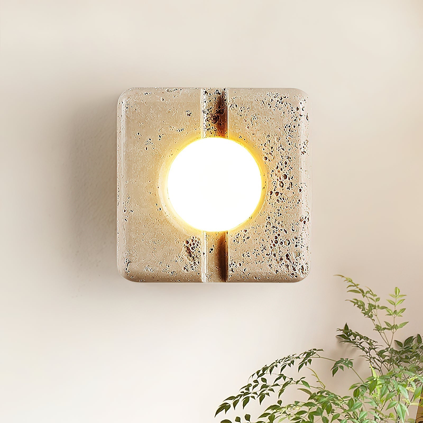 Kosmo Modern Minimalist Clear Travertine Wall Lamp - Lamp Copper