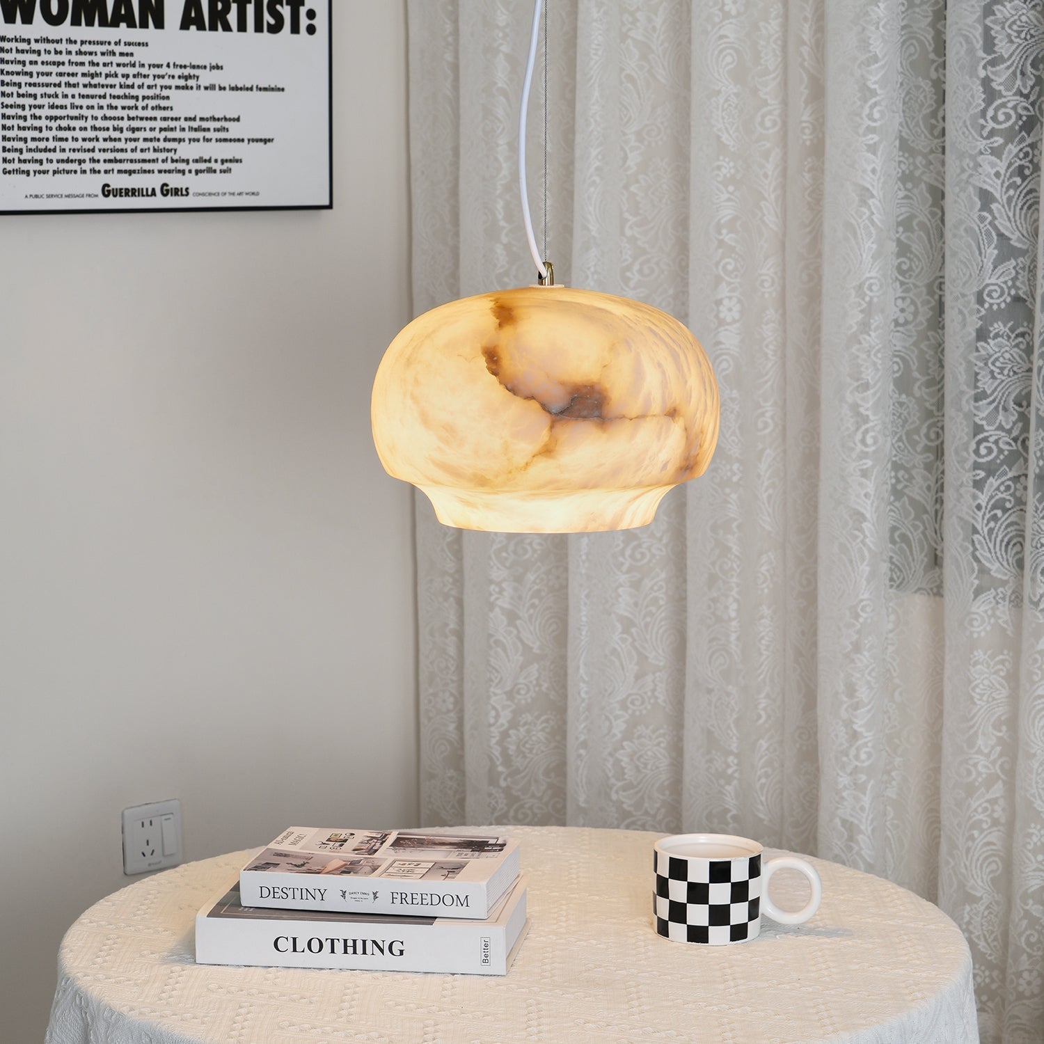Miroir Lampe Pendante en Albâtre et Métal Minimaliste Moderne - Neutralighting