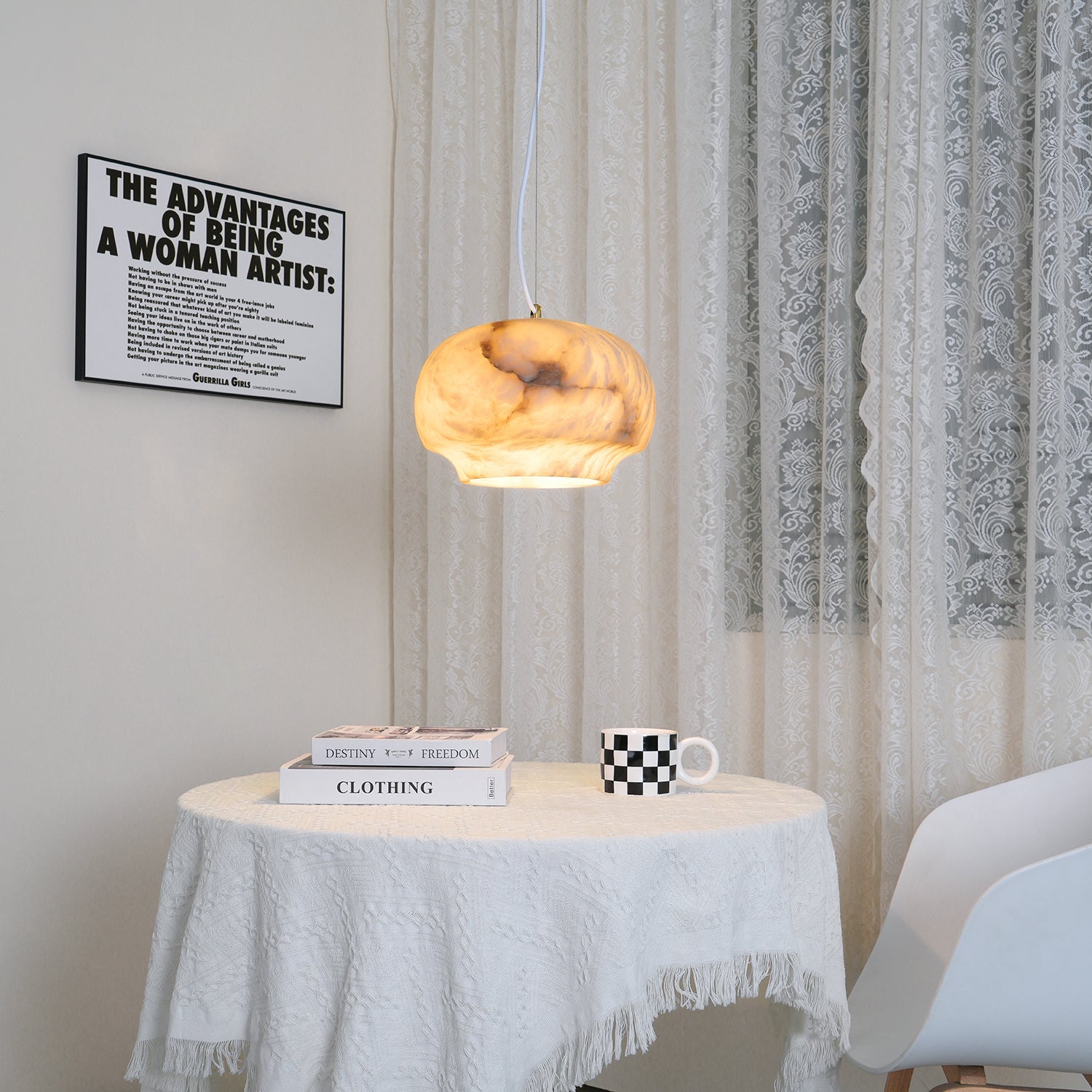 Miroir Lampe Pendante en Albâtre et Métal Minimaliste Moderne - Neutralighting