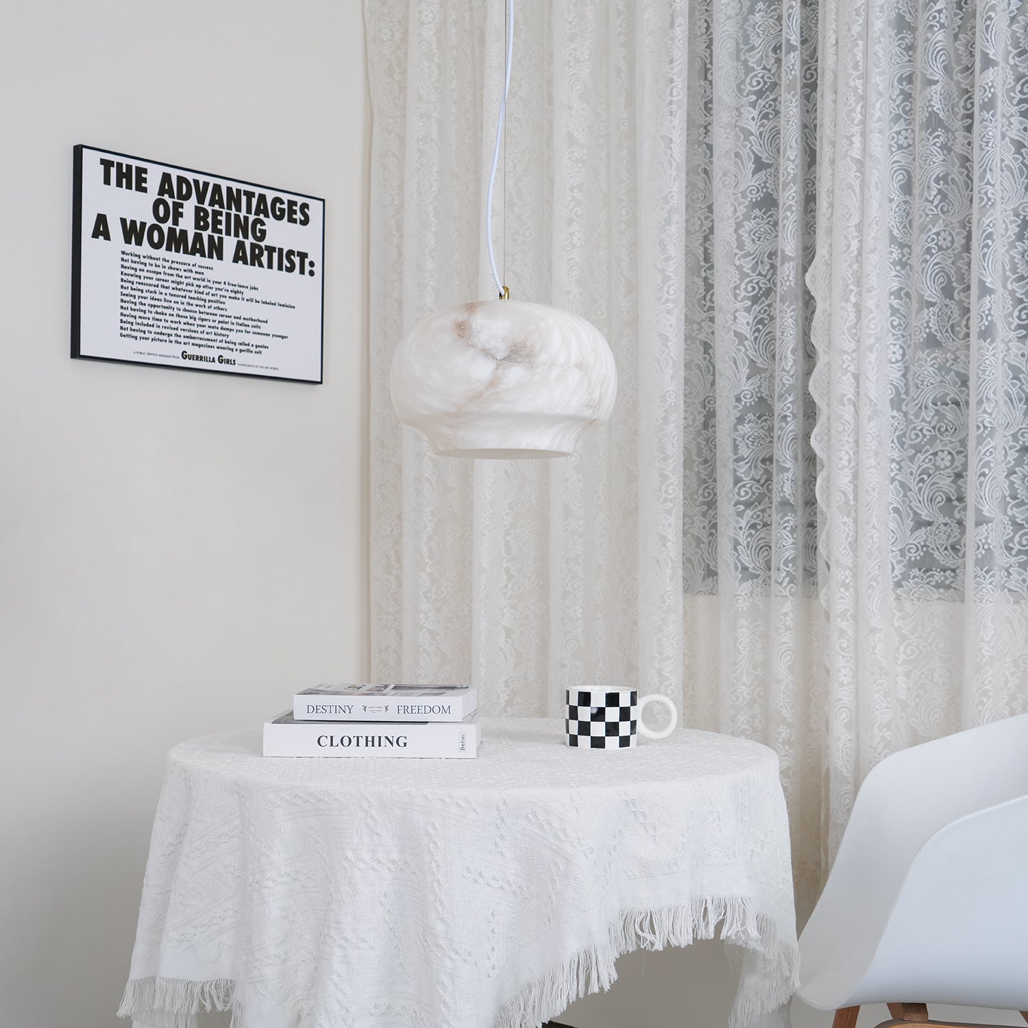 Miroir Lampe Pendante en Albâtre et Métal Minimaliste Moderne - Neutralighting