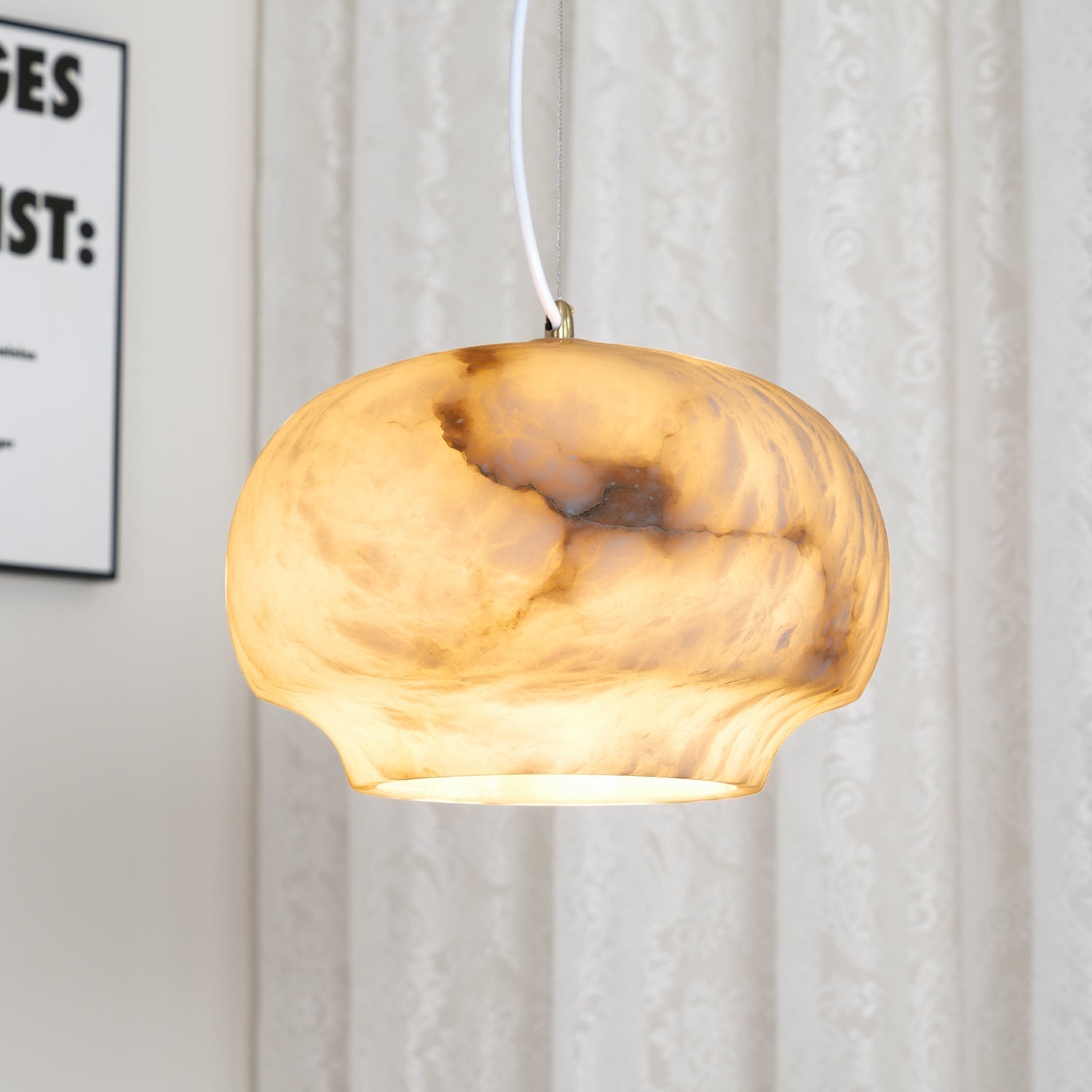Miroir Lampe Pendante en Albâtre et Métal Minimaliste Moderne - Neutralighting