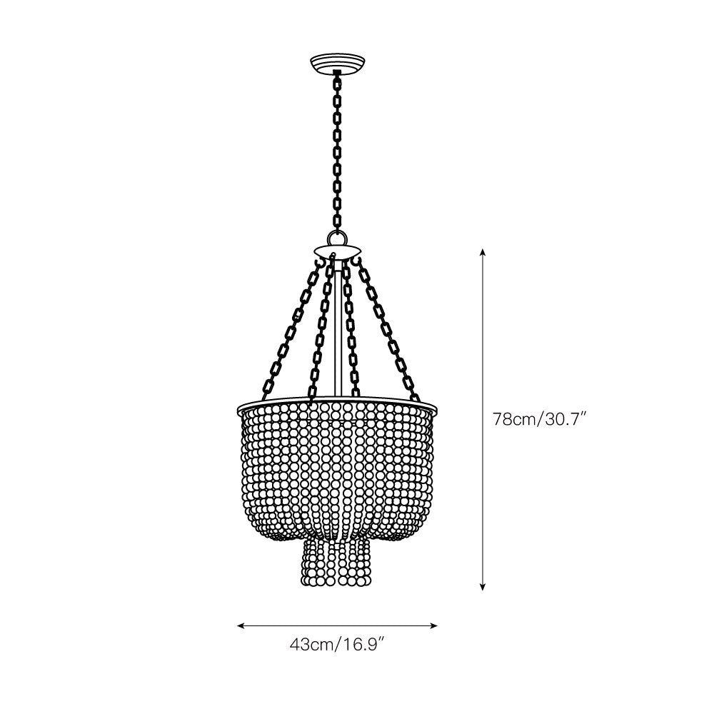 Opal Postmodern Luxury Wooden Metal Chandelier - Lamp Copper