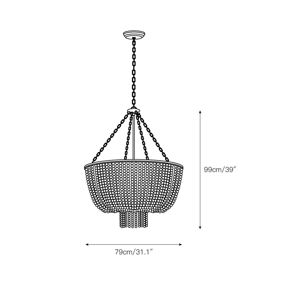 Opal Postmodern Luxury Wooden Metal Chandelier - Lamp Copper