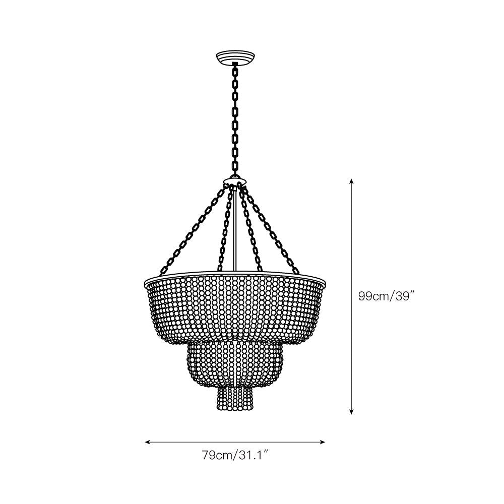Opal Postmodern Luxury Wooden Metal Chandelier - Lamp Copper