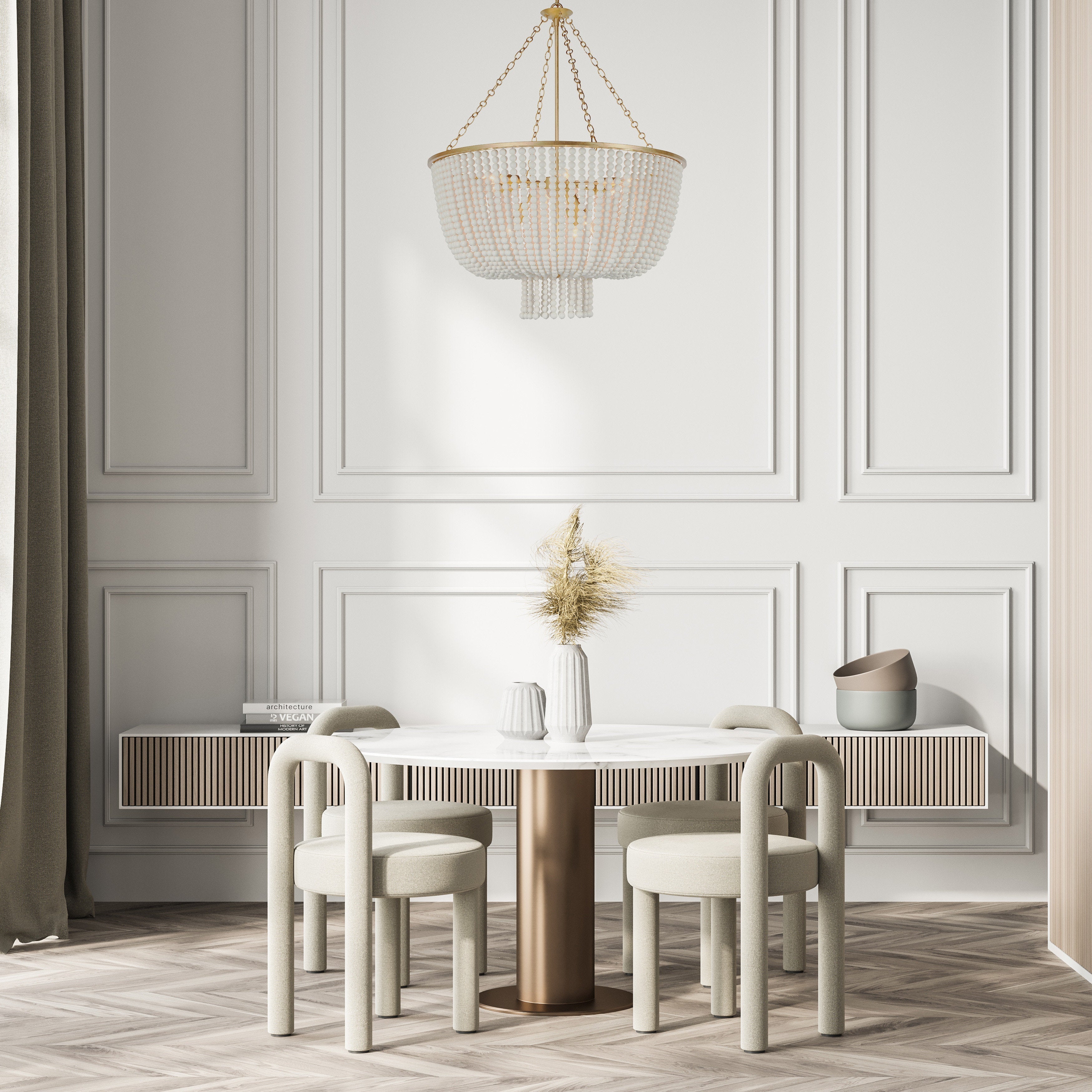 Opal Postmodern Luxury Wooden Metal Chandelier - Lamp Copper