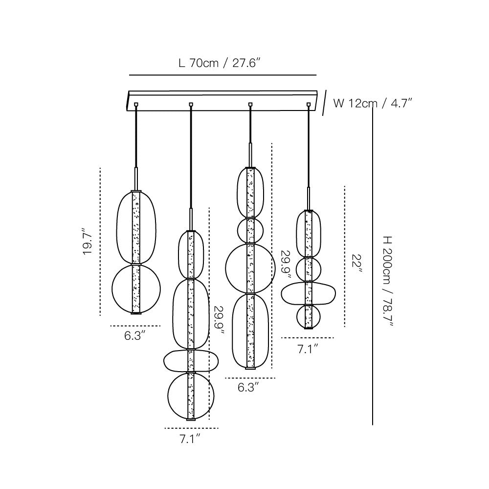 Cunorara Premium Art Stained Glass Chandelier - Lamp Copper