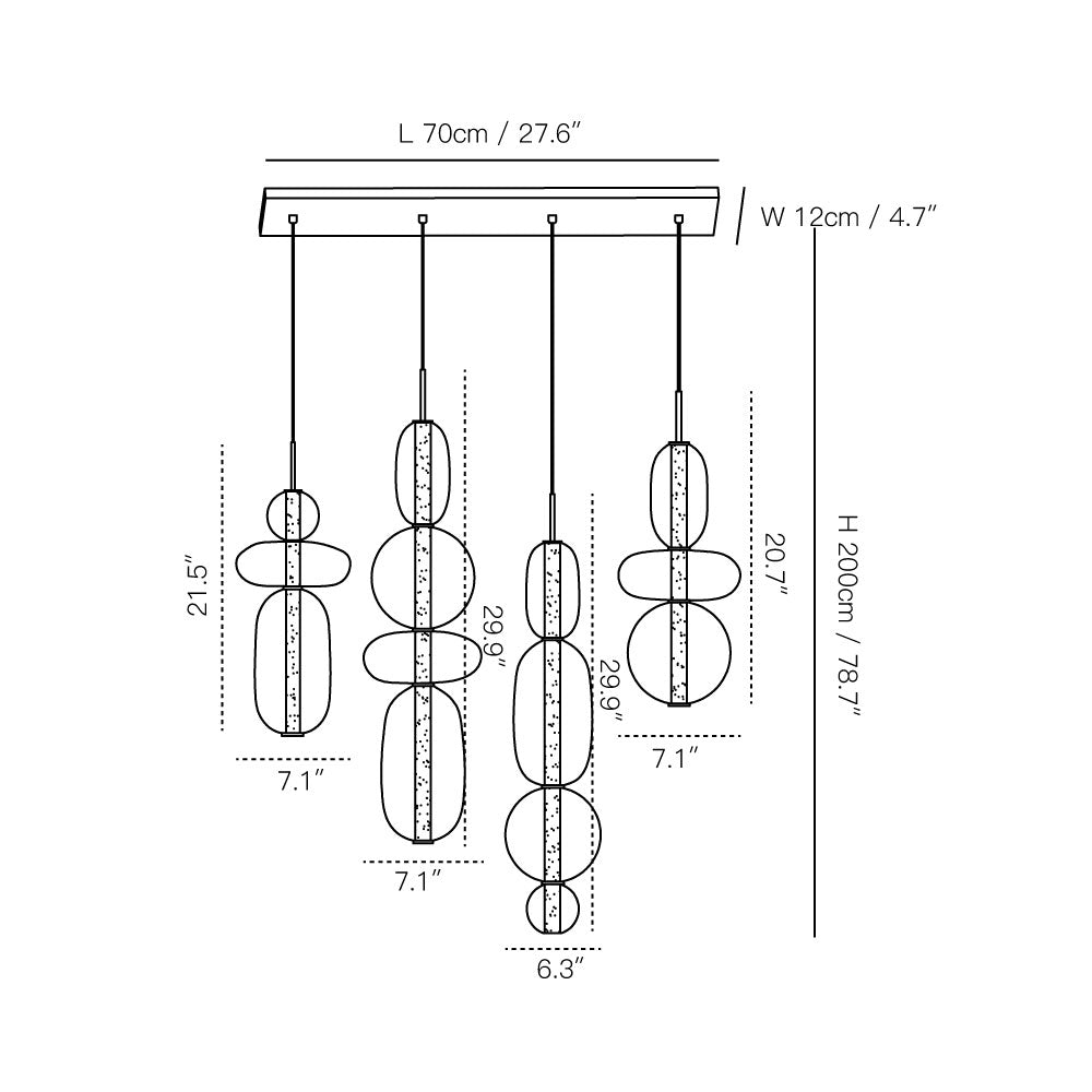 Cunorara Premium Art Stained Glass Chandelier - Lamp Copper