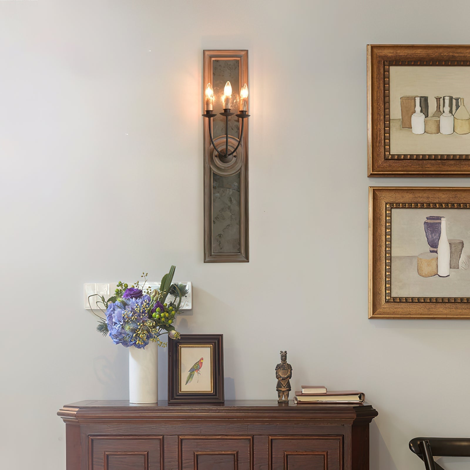 Phasis Applique Murale en Métal Vintage à 3 Lumières avec Miroir Élégance - Neutralighting