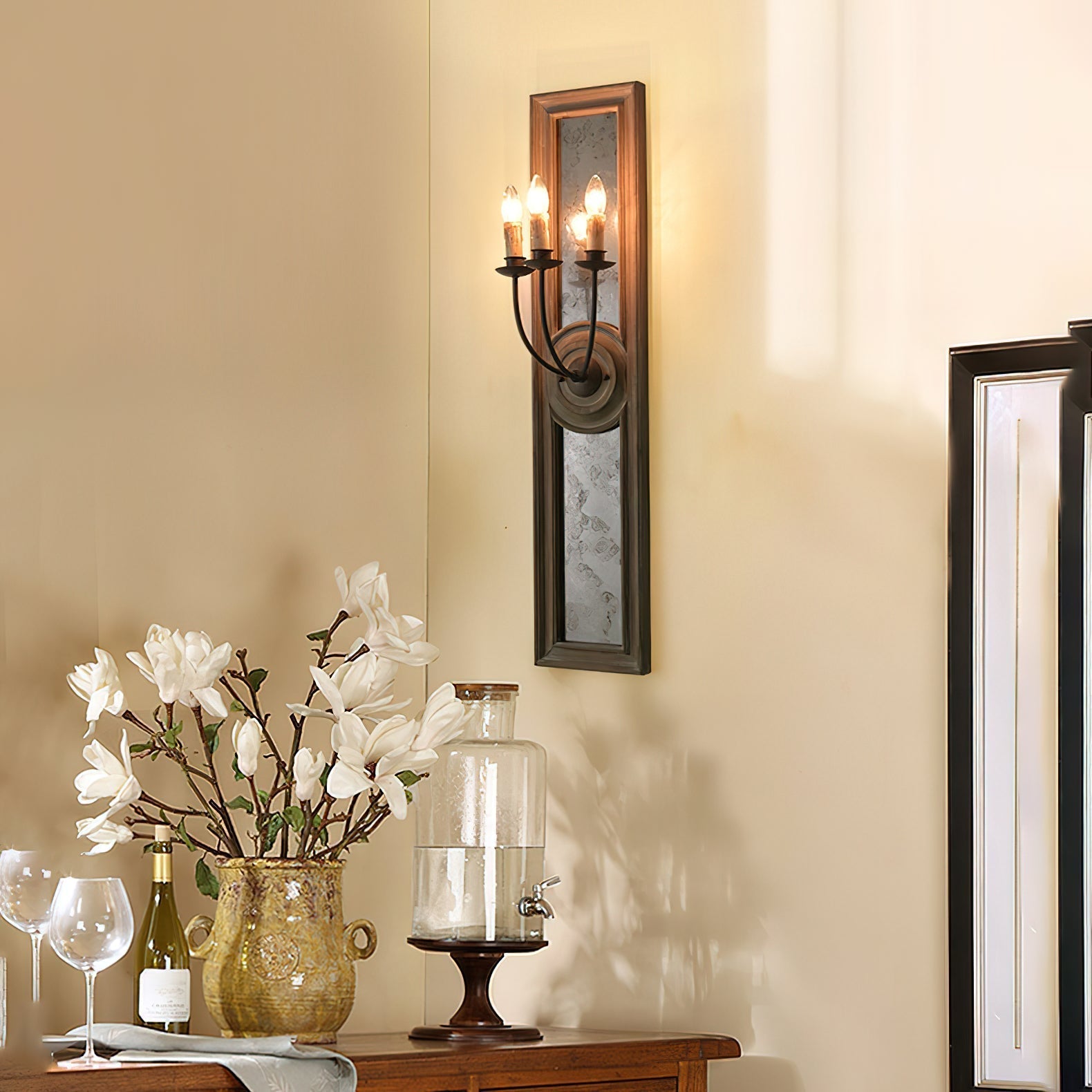 Phasis Applique Murale en Métal Vintage à 3 Lumières avec Miroir Élégance - Neutralighting