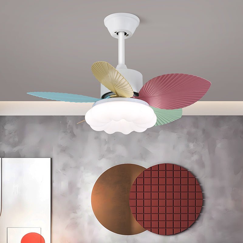 Plafonnier ventilateur Liora en verre multicolore, Modèle E